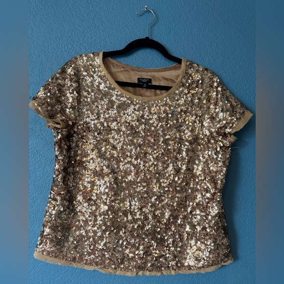 Gold sequined Talbots top size 12P - Picture 1 of 3